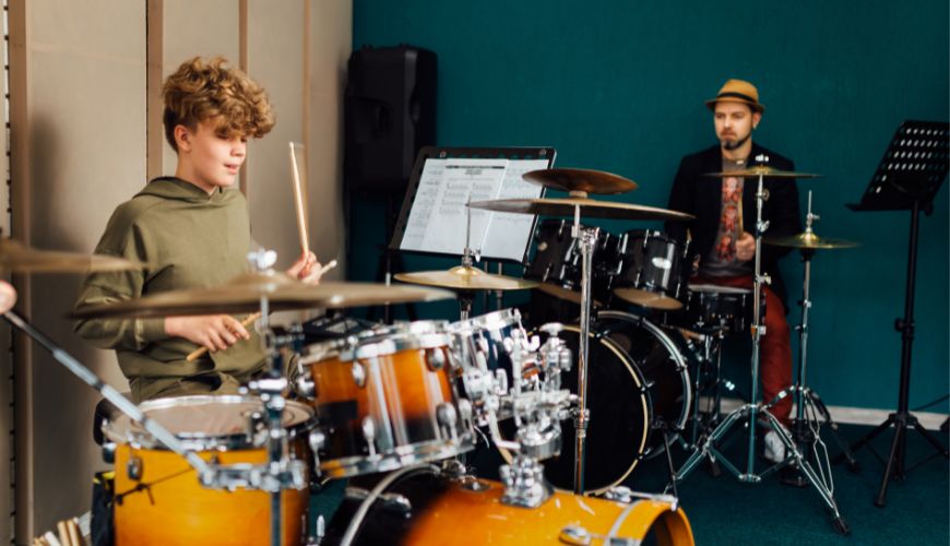 Drum Lesson in a Music Institute